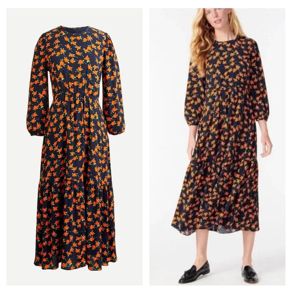 J. Crew Dresses & Skirts - J Crew flowy tiered midi dress in poppy fields AR650 size 14